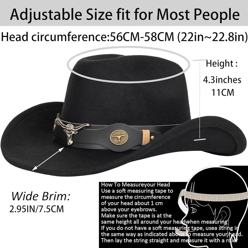 UTOWO Vintage Western Cowboy Hat for Men Outback Cowgirl Hat M/L - Image 2